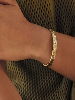 AQUASTREET - Wave Hammered Cuff Bracelet Anti-Tarnish Waterproof 18K Gold Plated for Women