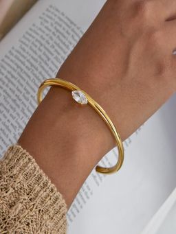 AQUASTREET - Zircon Cuff Bracelet Anti-Tarnish Waterproof 18K Gold Plated