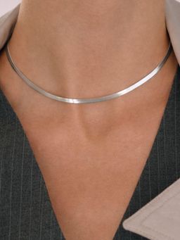 AQUASTREET - Heart 4mm Snake Chain Necklace Anti-Tarnish Waterproof Rhodium Plated