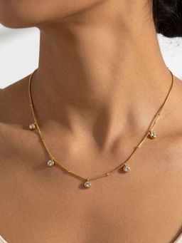 AQUASTREET - Bead Layer Zircon Necklace Anti-Tarnish Waterproof 18K Gold Plated