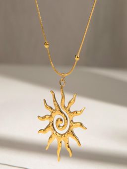 AQUASTREET - Sun Pendant Necklace Anti-Tarnish Waterproof 18K Gold Plated
