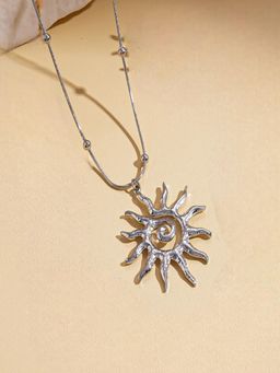 AQUASTREET - Sun Pendant Necklace Anti-Tarnish Waterproof Rhodium Plated