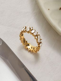 AQUASTREET - Zircon Band Ring Anti-Tarnish Waterproof 18K Gold Plated