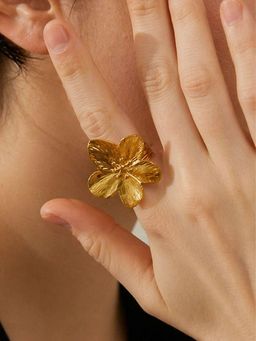 AQUASTREET - Floral Statement Ring Anti-Tarnish Waterproof 18K Gold Plated