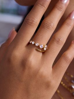 AQUASTREET - Round Zircon Cocktail Ring Anti-Tarnish Waterproof 18K Gold Plated (7)