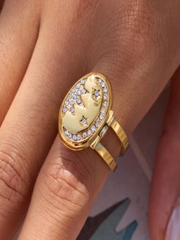 AQUASTREET - Photo Locket Statement Ring Waterproof Anti-Tarnish 18K Gold Plated