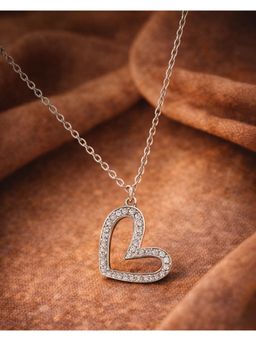 Axora Life - 925 Sterling Silver Sparkling Heart Outline Necklace