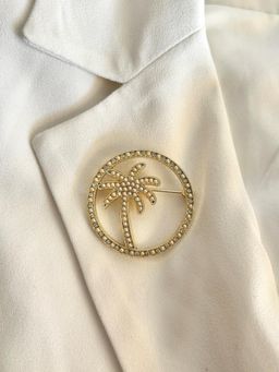 AMOSSH - Palm Tree Pearl Studded Brooch