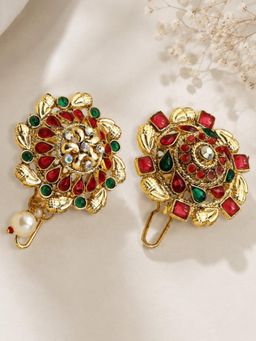 Fabula - Multi-Color Stones Hair Bun Pin - Juda Pin For Women (Pack of 2)
