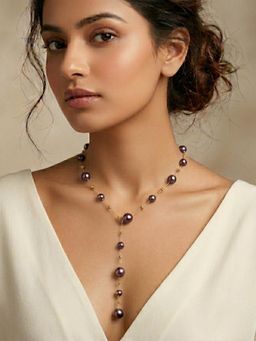 Kraft Smiths - aubergine Pearl Lariat Y Necklace