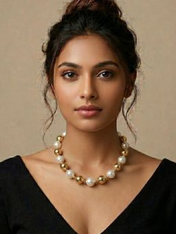 Kraft Smiths - Modern Pearl and Gold Ball Necklace