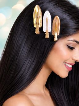 Fabula - Multi-Color No Bend No Dent Hair Clip for Styling and Makeup (Pack of 3)