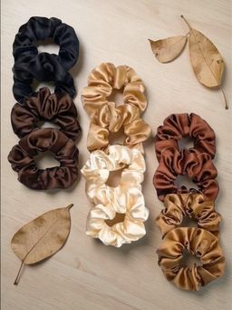 Fabula - Satin Scrunchy Rubber Band Hair Tie Ponytail Holder (Pack of 12)