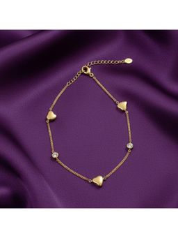 RACHIVA - 18K Gold Plated Heart and CZ Anklet for Women