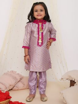 KID1 - Zoya Kurti with Pants and Sequin Stole Dupatta (Set of 3)