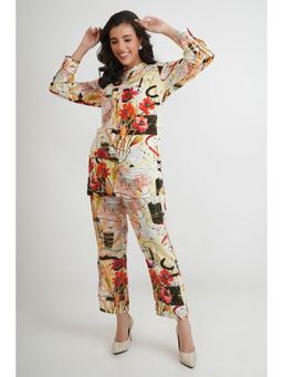 Zolo Label - Abstract Print Beige Co-Ord (Set of 2)