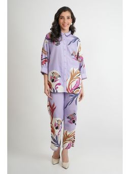 Zolo Label - Lilac Cotton Collar Pattern Co-Ord (Set of 2)