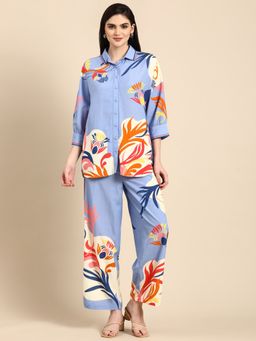 Zolo Label - Blue Floral Print Co-Ord (Set of 2)