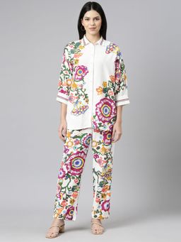 Zolo Label - Colourful Print White Co-Ord (Set of 2)