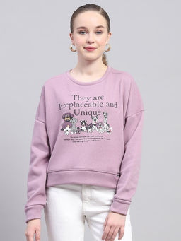 Monte Carlo - Women's Printed Lavender Round Neck Sweatshirt