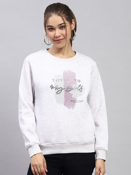 Monte Carlo - Women's Printed Grey Round Neck Sweatshirt