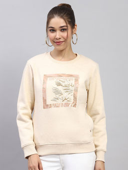 Monte Carlo - Women's Printed Beige Round Neck Sweatshirt