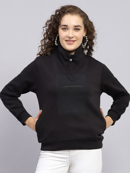 Monte Carlo - Women's Embellished/Sequined Black High Neck Sweatshirt