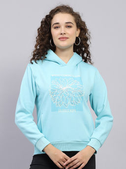 Monte Carlo - Women's Printed Blue Hooded Neck Hoodie