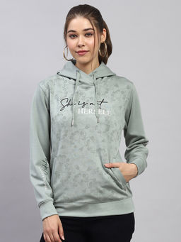 Monte Carlo - Women's Printed Green Hooded Neck Hoodie