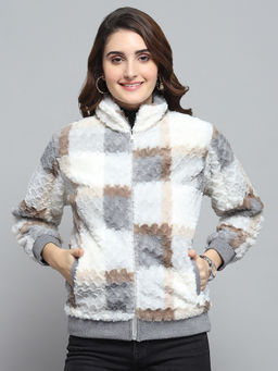 Monte Carlo - Women's Printed Grey High Neck Sweatshirt