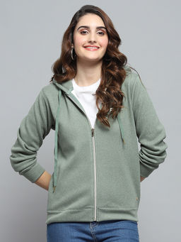 Monte Carlo - Women's Printed Green Hooded Neck Hoodie