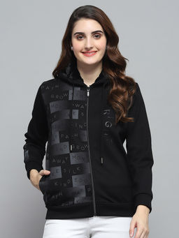 Monte Carlo - Women's Printed Black Hooded Neck Hoodie