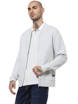 Jack & Jones - White Jacquard Polo Neck T-shirt