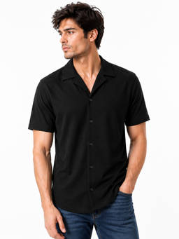 PANIT - Black Solid/Plain Collar Neck Shirt