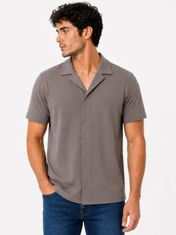 PANIT - Grey Solid/Plain Collar Neck Shirt
