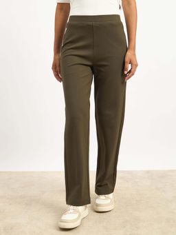 SALT Attire - Airy-Olive Solid High Waist Trousers