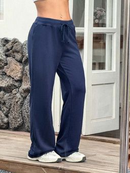 Outzidr - Navy Blue Elasticated Drawstring Waistband Trouser