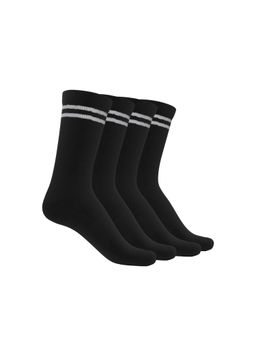 TalkingSox - Unisex Stripes Black Socks (Pack of 4)