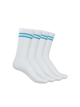 TalkingSox - Unisex Stripes White Socks (Pack of 4)