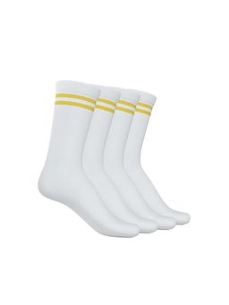 TalkingSox - Unisex Stripes White Socks (Pack of 4)