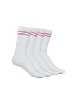 TalkingSox - Unisex Stripes White Socks (Pack of 4)