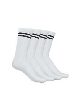 TalkingSox - Unisex Stripes White Socks (Pack of 4)