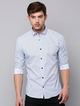 SHOWOFFFF - Mens Spread Collar Blue Printed Shirt