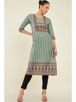 Soch - Womens Green Polyester Floral Kurta