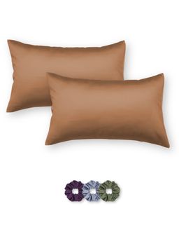 SEEVO - Brown Mocha Satin Pillow Covers - 17 x 27 Inches