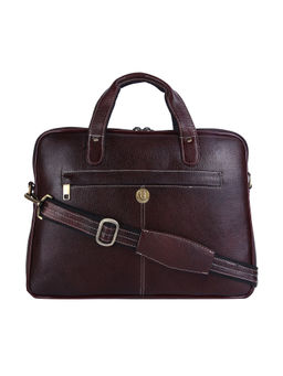HiLEDER - Pure Leather 15 Inch Briefcase Laptop Messenger Satchel Bag, Dark Brown
