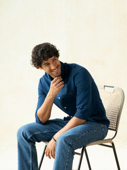 Andamen - Slim Fit Nile Indigo Casual Reg Shirt