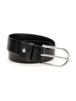 Guess - Men Black Leather Solid Belt