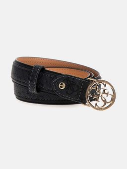 Guess - Women Black Polyester Textured Belt