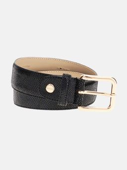 Guess - Women Black Leather Textured Belt